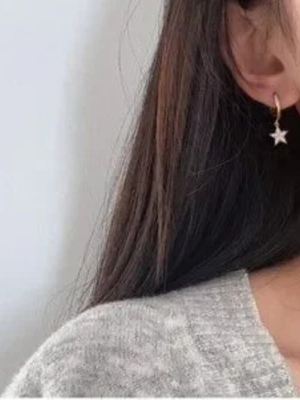 Gold 14k Gold Plated CZ Star Hoop Earrings
